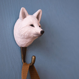 Wildlife Garden Hand Carved Wooden Arctic Fox Hook