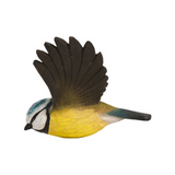 Hand Carved Wooden Blue Tit In Flight Figure By Wildlife Garden