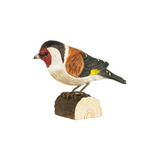 Wildlife Garden Decobird Carved Wooden Figure of a Goldfinch