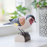 Wildlife Garden Decobird Carved Wooden Figure of a Goldfinch