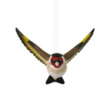 Wildlife Garden Decobird Carved Wooden Figure of a Goldfinch in Flight