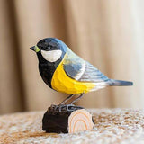 Wildlife Garden Decobird Carved Wooden Figure of a Great Tit