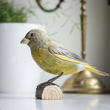 Wildlife Garden Decobird Carved Wooden Figure of a Greenfinch