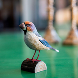 Wildlife Garden Decobird Carved Wooden Figure of a Hawfinch