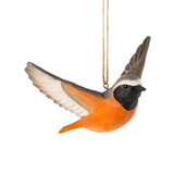 Wildlife Garden Decobird Carved Wooden Figure of a Redstart in Flight