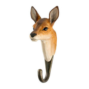 Wildlife Garden Hand Carved Wooden Roe Deer Hook