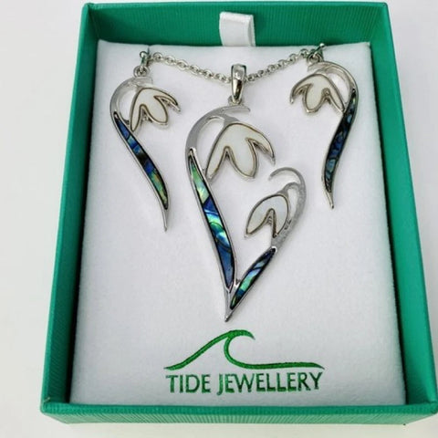 Angular Snowdrop Necklace And Earrings By Tide Fashion Jewellery