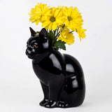 Large Black Cat Flower Vase By Quail Ceramics