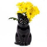 Large Black Cat Flower Vase By Quail Ceramics