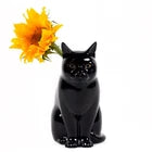 Large Black Cat Flower Vase By Quail Ceramics