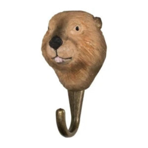Hand Carved Beaver With Hook By Wildlife Garden