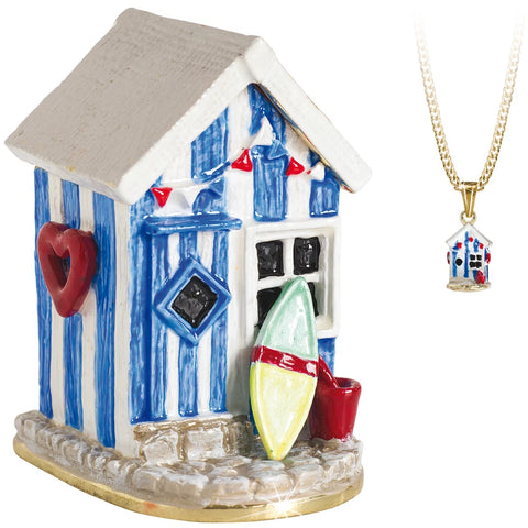 Beach Hut Trinket Box With Necklace From The Arora Design Hidden Secrets Collection