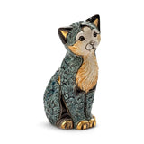 Blue Cat Sitting Figurine By De Rosa