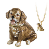 Golden Retriever Puppy Trinket Box With Necklace From The Arora Design Hidden Secrets Collection