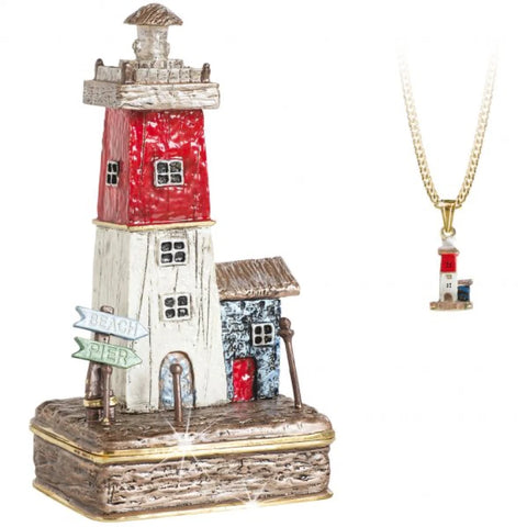 Lighthouse Trinket Box With Necklace From The Arora Design Hidden Secrets Collection