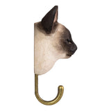 Hand Carved Wooden Siamese Cat With Hook By Wildlife Garden
