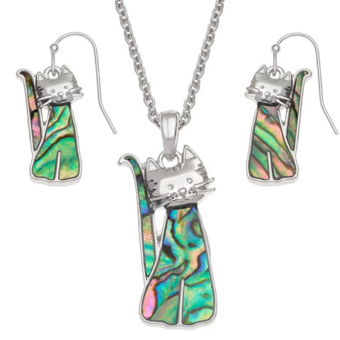 Sitting Cat Necklace And Earrings By Tide Fashion Jewellery