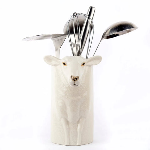 Quail Ceramics White Faced Suffolk Sheep Utensil Pot