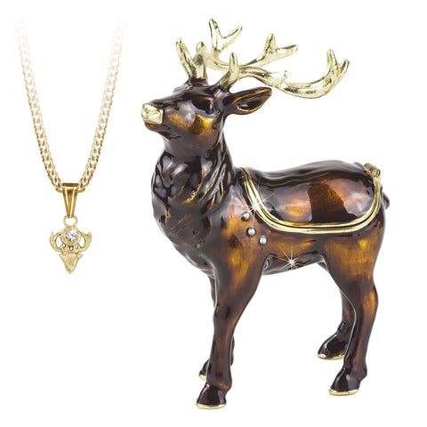 Stag Trinket Box With Necklace From The Arora Design Hidden Secrets Collection