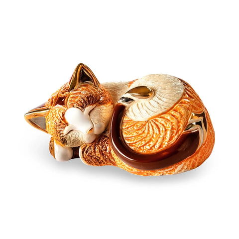Sleeping Ginger Tabby Cat Figurine By De Rosa DR264