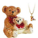 Teddy Bear With Baby Bear Trinket Box With Necklace From The Arora Design Hidden Secrets Collection