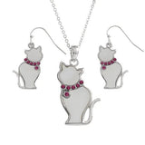 White Cat Necklace And Earrings By Tide Fashion Jewellery