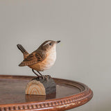 Wildlife garden Decobird Carved Wooden Figure of a Wren