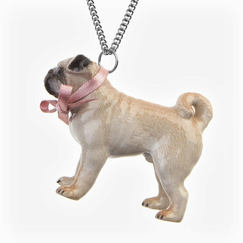 AND MARY Ceramic Fawn Pug Pendant