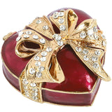 Craycombe Red Heart Shaped Trinket Box With Gold Bow