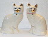 Babbacombe Pottery Pair Of His And Hers White Cat Money Boxes