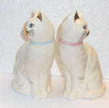 Babbacombe Pottery Pair Of His And Hers White Cat Money Boxes