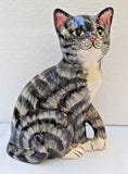 Babbacombe Pottery Grey Tabby Kitten With Front Paw Raised