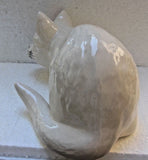 Babbacombe Pottery White Cat Crouching