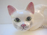 Babbacombe Pottery White Cat Crouching