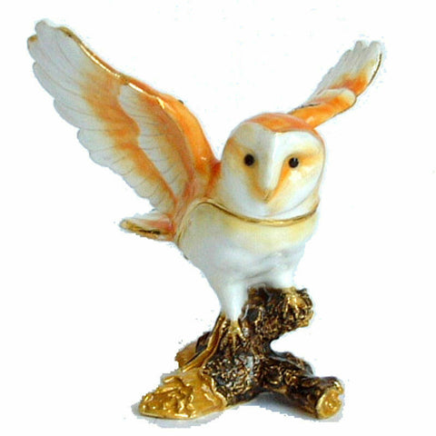 Treasured Trinkets Barn Owl With Wings Spread Trinket Box