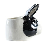 Quail Ceramics: Face Egg Cup  Black &And White Dutch Rabbit