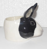 Quail Ceramics: Face Egg Cup  Black &And White Dutch Rabbit