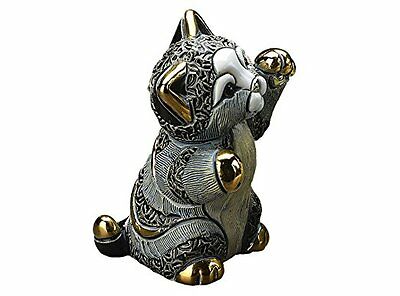 De Rosa Blue Striped Kitten Paws Up Figurine