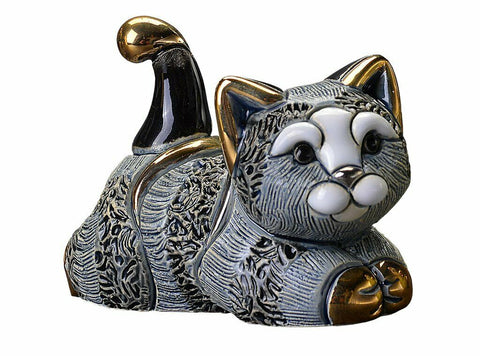 De Rosa Blue Striped Kitten Resting Figurine