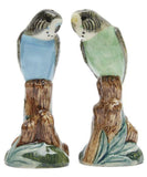 Quail Ceramics: Salt & Pepper Pots: Budgerigars Green & Blue