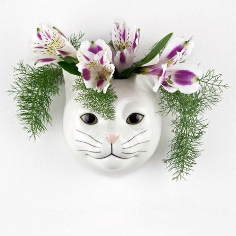 Quail Ceramics Wall Flower Vase Cat Daisy