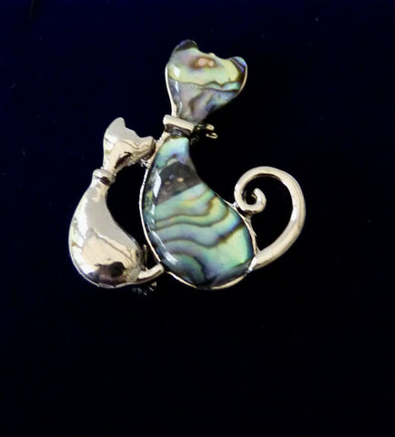 Rodney Holman: Brooch: Cat Pair with Paula Shell