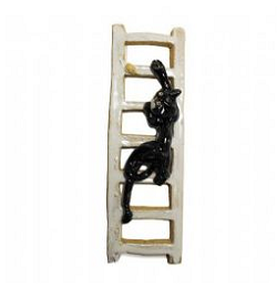 Enigma Designs Pottery Cat And Mouse On A White Ladder