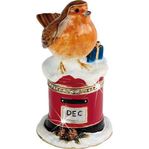 Craycombe Christmas Robin On Postbox Trinket Box