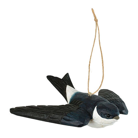 Carved Wooden House Martin in Flight By Wildlife Garden