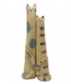 Enigma Designs Pottery Tall Cat Couple