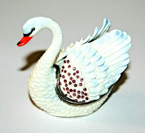 Treasured Trinkets Jewelled White Swan Trinket Box