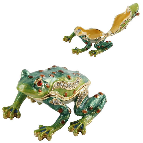 Treasured Trinkets Frog About To Jump Trinket Box
