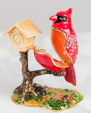 Juliana Trinket Box Cardinal Bird with Bird House