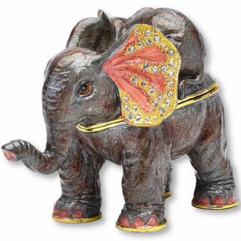 Treasured Trinkets Elephant With Baby On Its Back Trinket Box